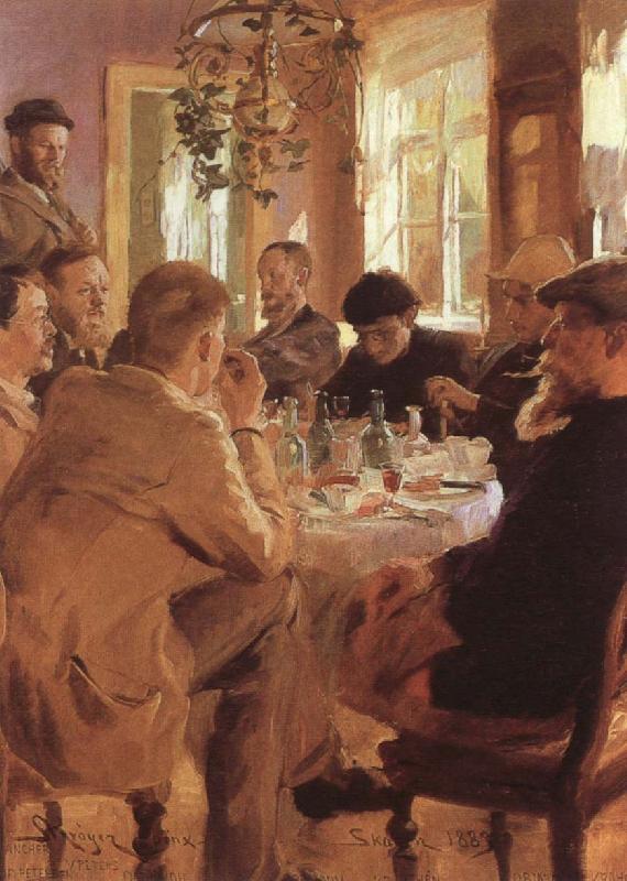 Peder Severin Kroyer Artists at Breakfast oil painting image